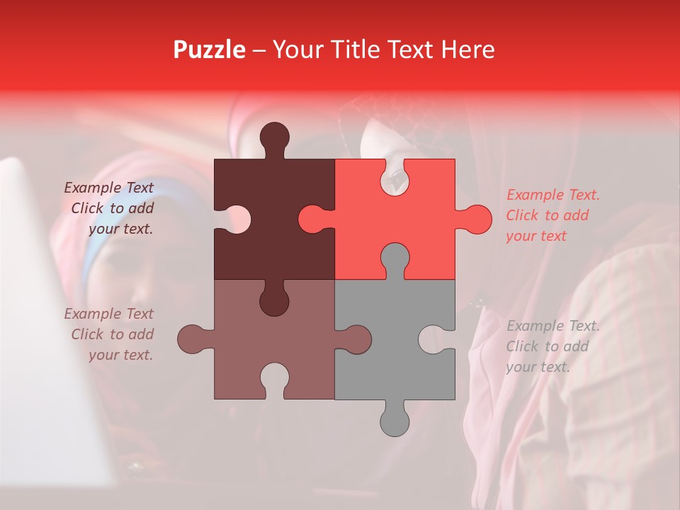 Three Women In Hijabs Look At A Laptop Screen PowerPoint Template