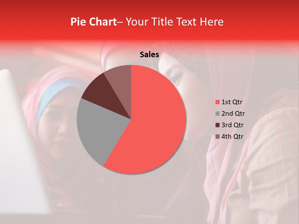 Three Women In Hijabs Look At A Laptop Screen PowerPoint Template