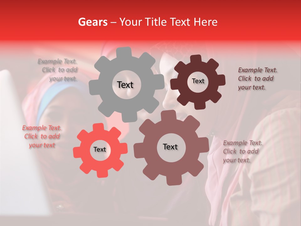 Three Women In Hijabs Look At A Laptop Screen PowerPoint Template