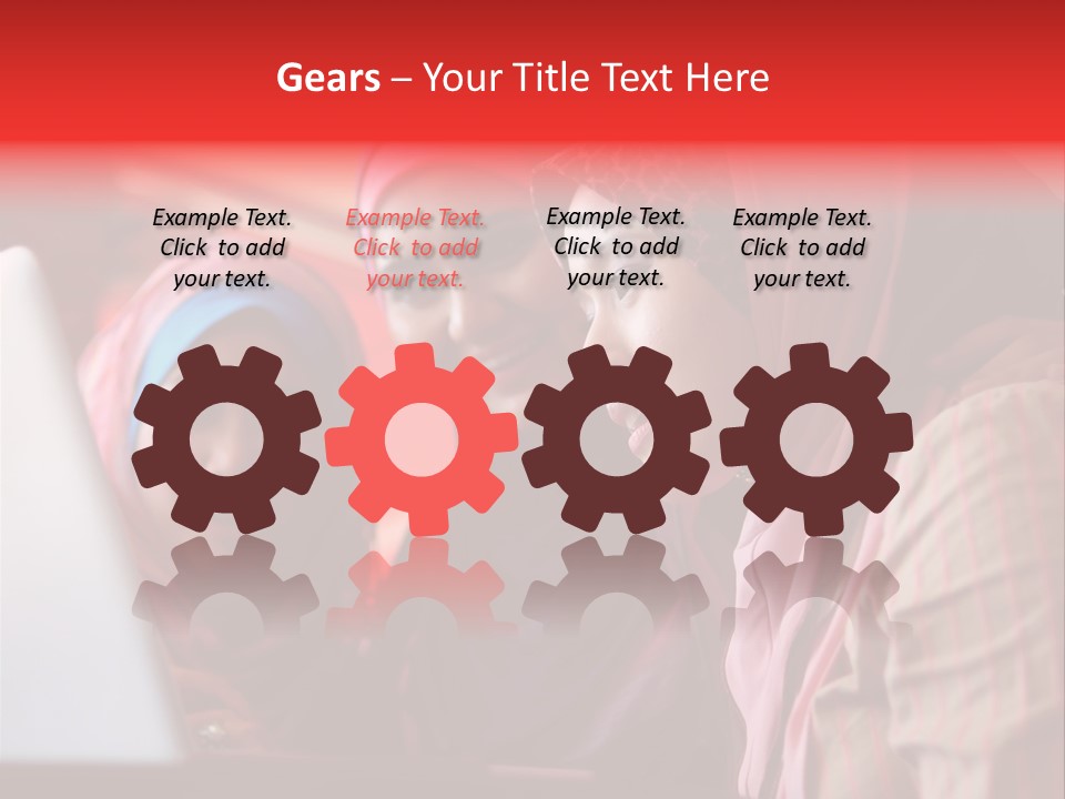 Three Women In Hijabs Look At A Laptop Screen PowerPoint Template