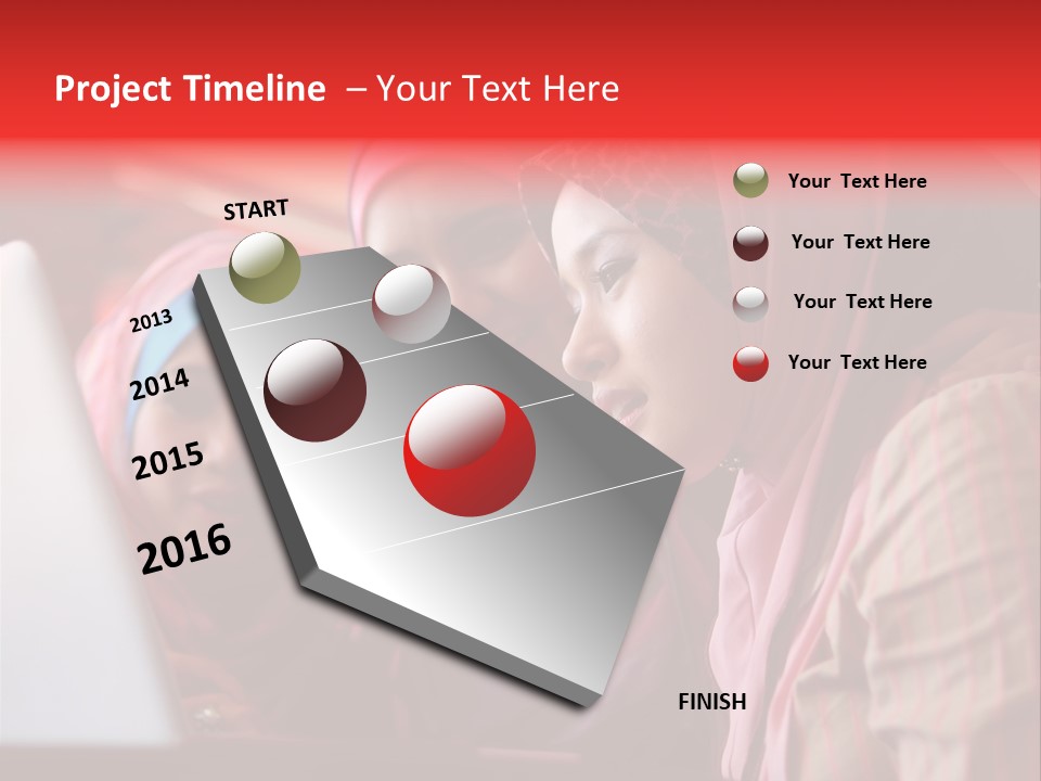 Three Women In Hijabs Look At A Laptop Screen PowerPoint Template