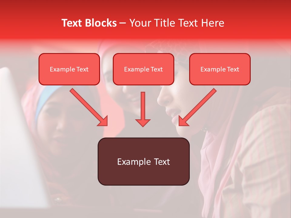 Three Women In Hijabs Look At A Laptop Screen PowerPoint Template