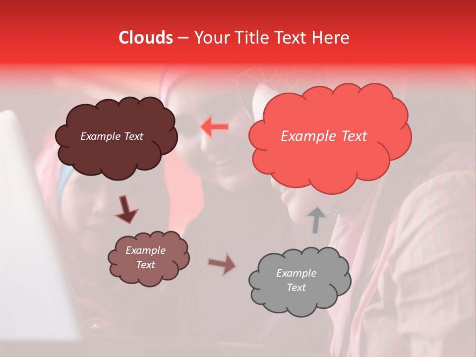 Three Women In Hijabs Look At A Laptop Screen PowerPoint Template