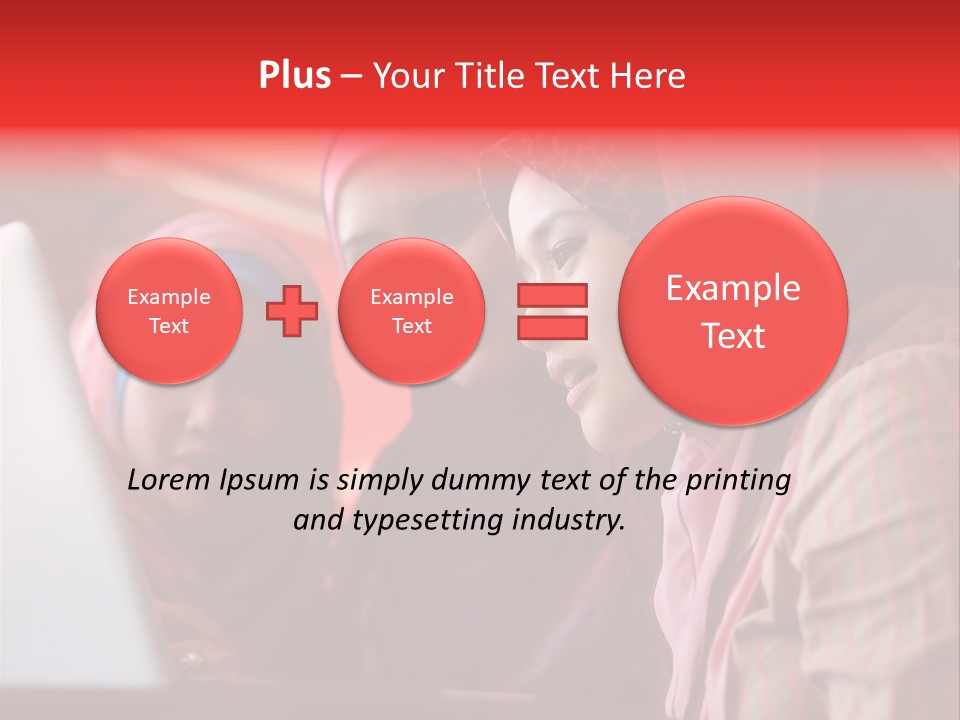 Three Women In Hijabs Look At A Laptop Screen PowerPoint Template