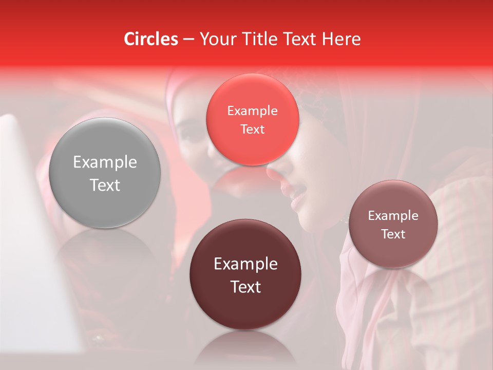 Three Women In Hijabs Look At A Laptop Screen PowerPoint Template