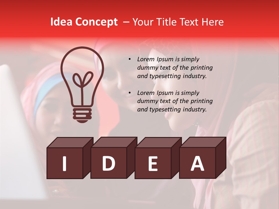 Three Women In Hijabs Look At A Laptop Screen PowerPoint Template