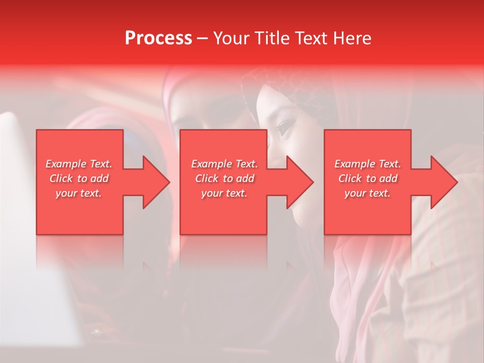 Three Women In Hijabs Look At A Laptop Screen PowerPoint Template