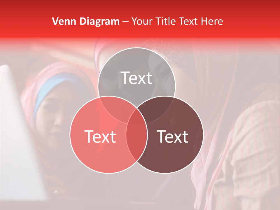 Three Women In Hijabs Look At A Laptop Screen PowerPoint Template
