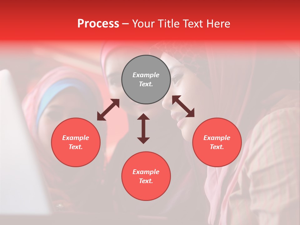 Three Women In Hijabs Look At A Laptop Screen PowerPoint Template