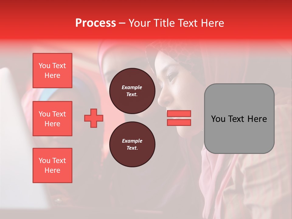 Three Women In Hijabs Look At A Laptop Screen PowerPoint Template