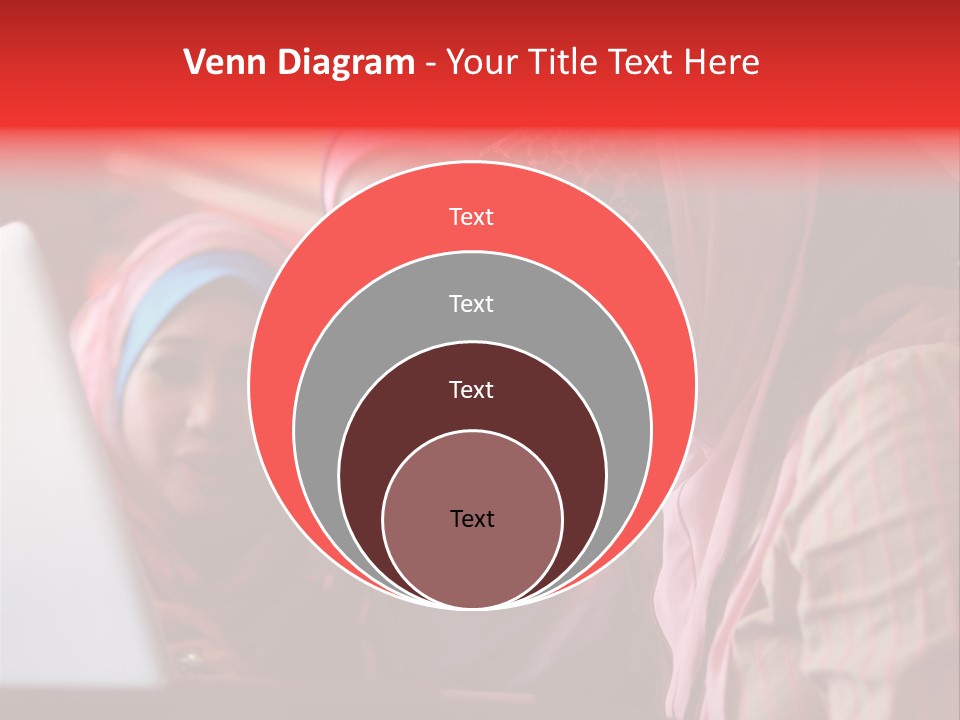 Three Women In Hijabs Look At A Laptop Screen PowerPoint Template