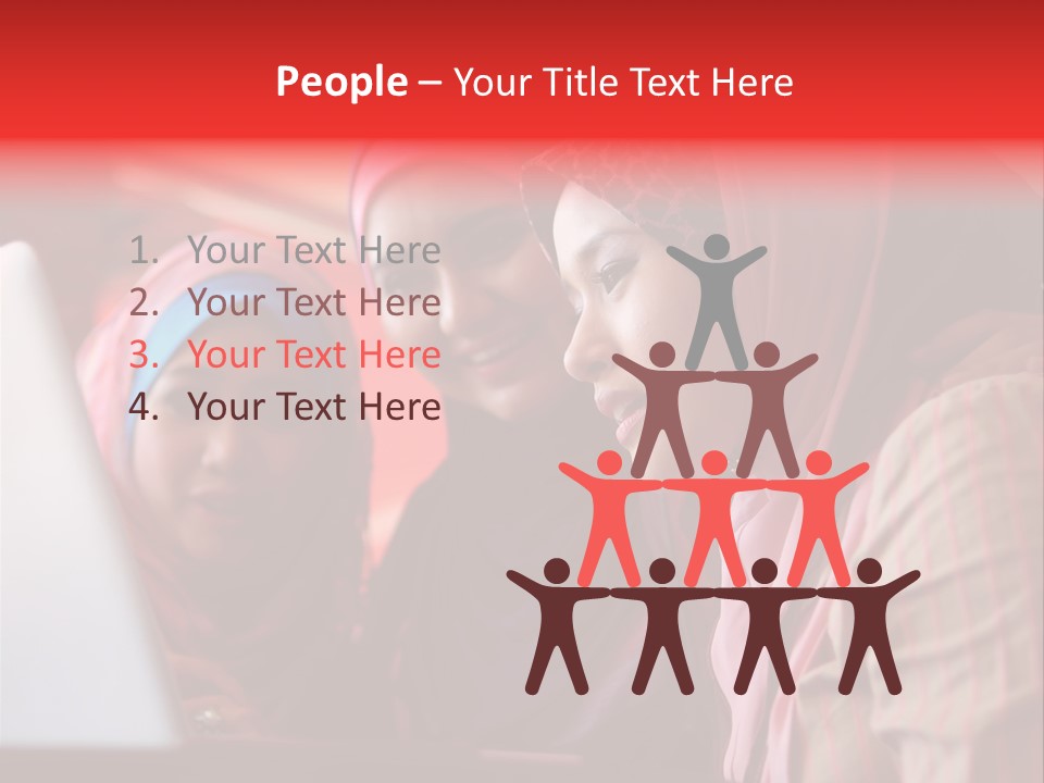 Three Women In Hijabs Look At A Laptop Screen PowerPoint Template