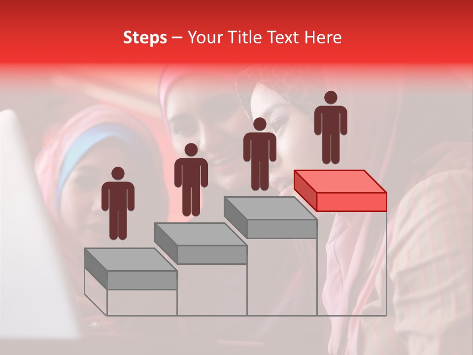 Three Women In Hijabs Look At A Laptop Screen PowerPoint Template