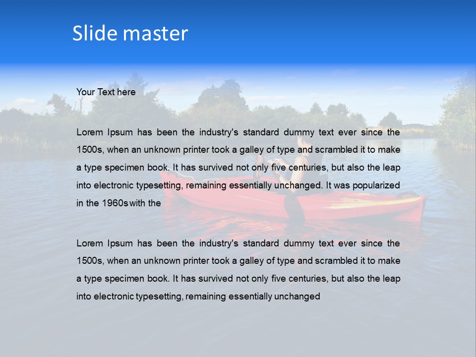 A Man In A Red Canoe On A River PowerPoint Template