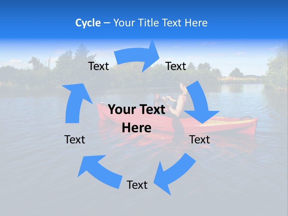 A Man In A Red Canoe On A River PowerPoint Template