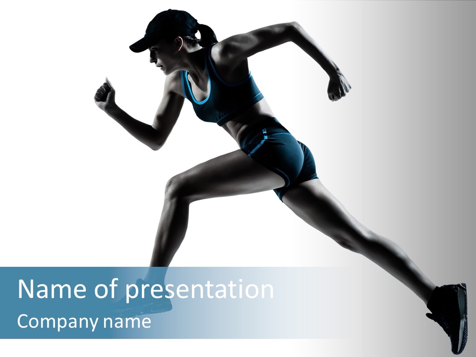 Girl Jogger Leap PowerPoint Template