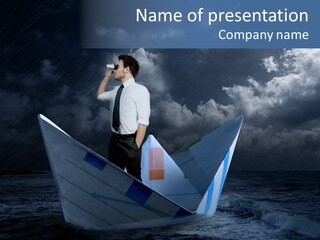 Spyglass Sea Rain PowerPoint Template