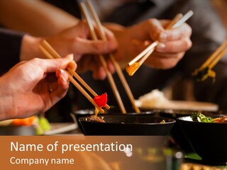 Women Thai Restaurant Hand PowerPoint Template