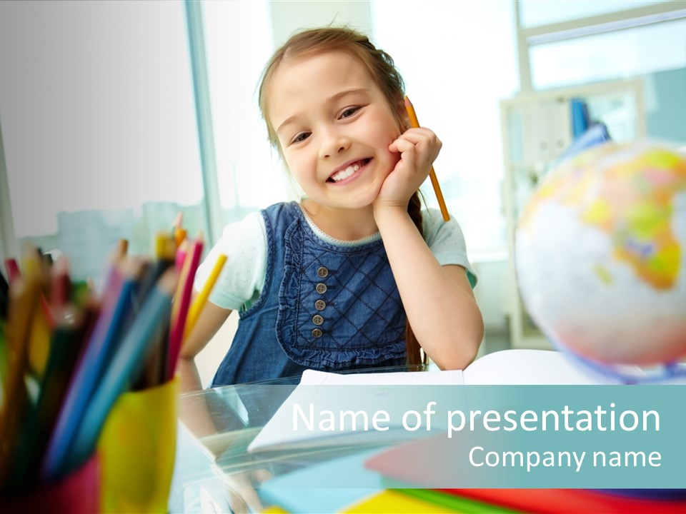 Education School Girl PowerPoint Template