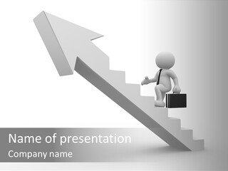 Businessman Progress Briefcae PowerPoint Template