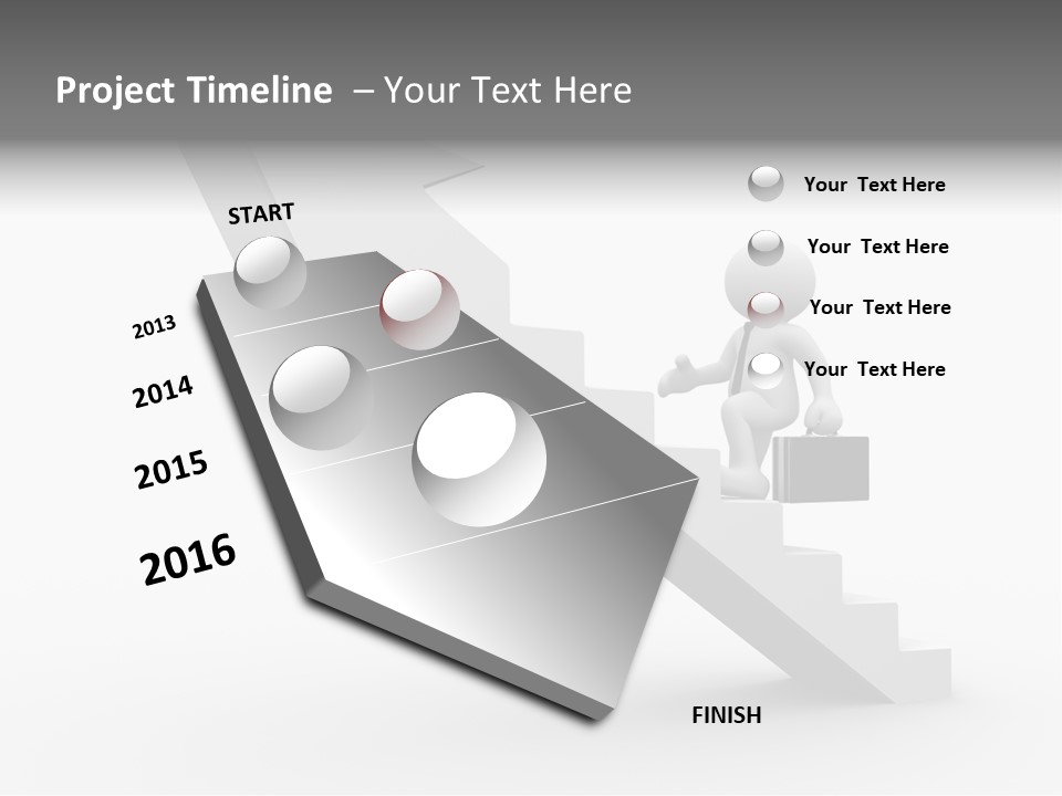 Businessman Progress Briefcae PowerPoint Template