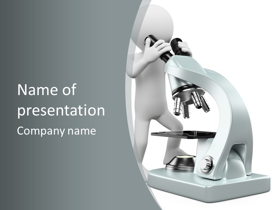 A Man Looking Through A Microscope Powerpoint Presentation PowerPoint Template