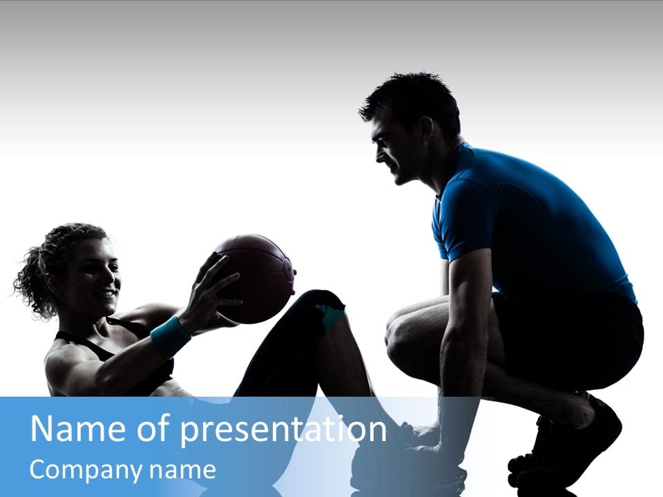 Two Bodybuilding Silhouette PowerPoint Template