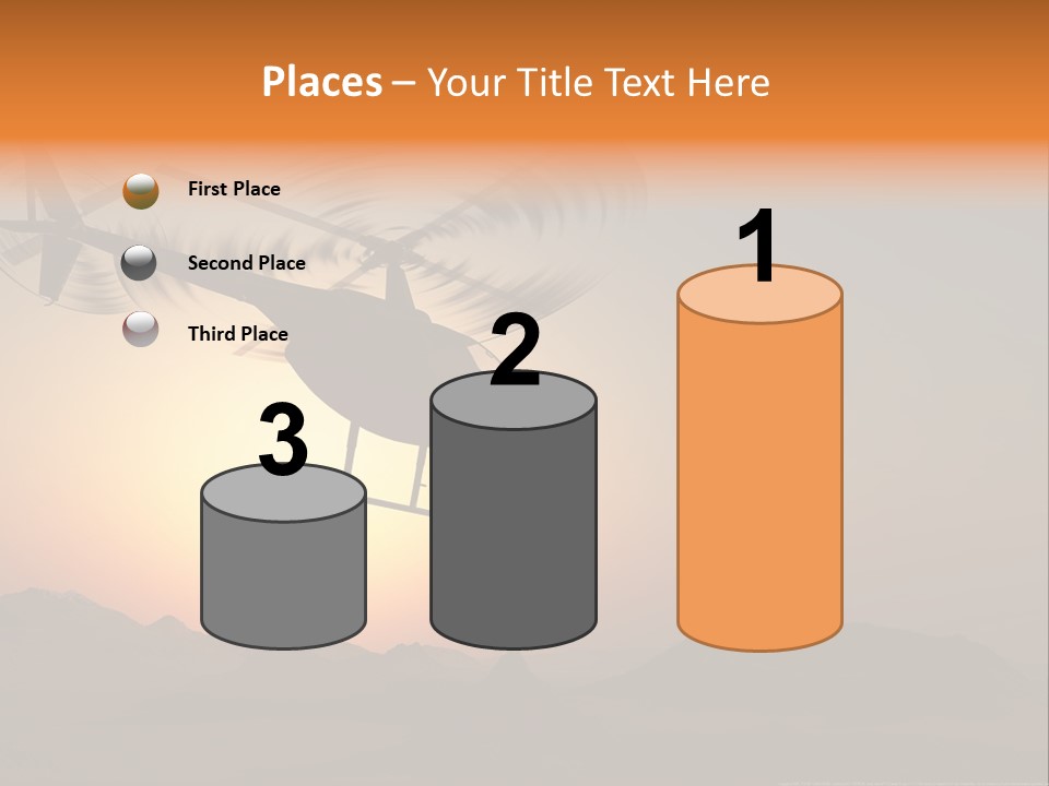 A Helicopter Flying Over A Mountain At Sunset PowerPoint Template