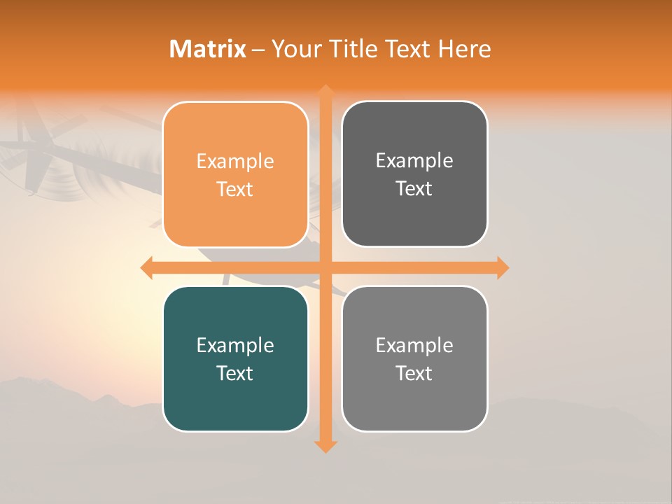 A Helicopter Flying Over A Mountain At Sunset PowerPoint Template