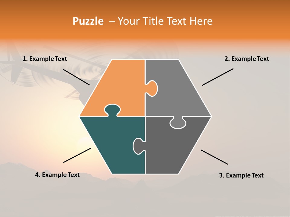 A Helicopter Flying Over A Mountain At Sunset PowerPoint Template
