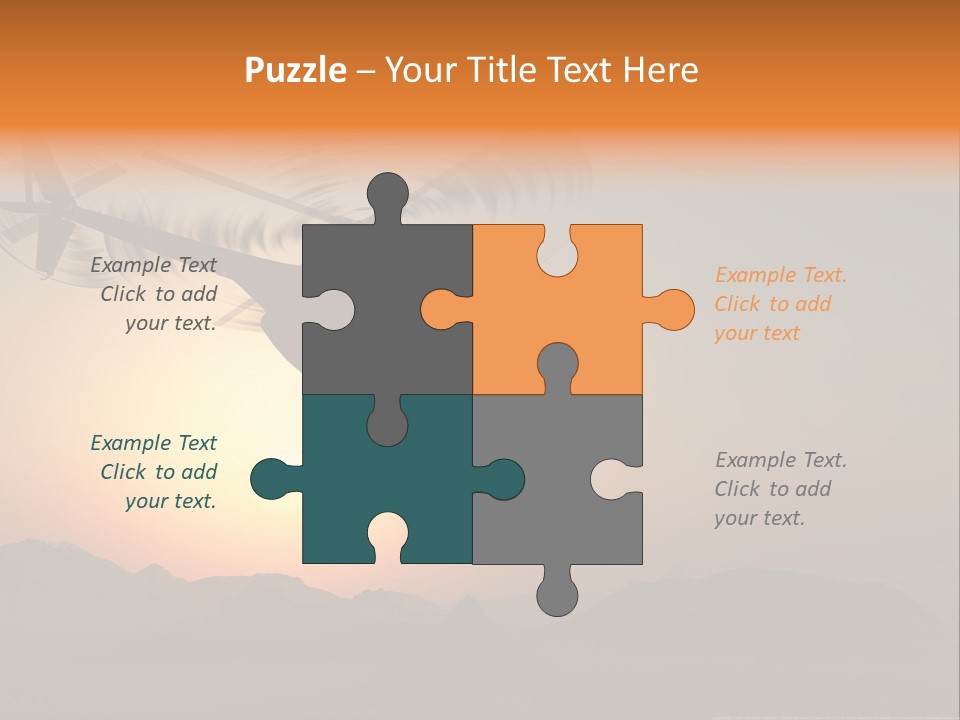 A Helicopter Flying Over A Mountain At Sunset PowerPoint Template