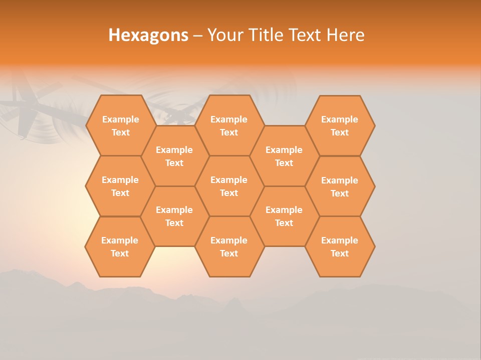 A Helicopter Flying Over A Mountain At Sunset PowerPoint Template