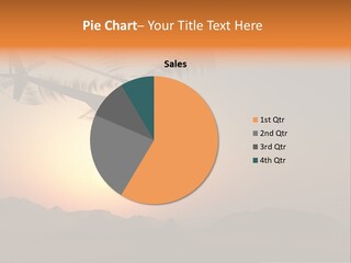 A Helicopter Flying Over A Mountain At Sunset PowerPoint Template