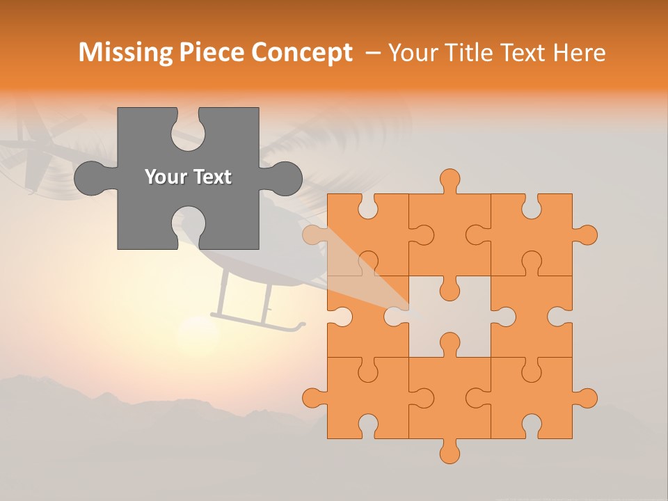 A Helicopter Flying Over A Mountain At Sunset PowerPoint Template