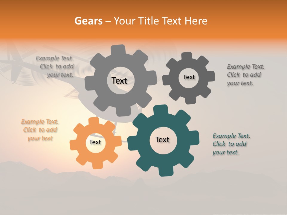 A Helicopter Flying Over A Mountain At Sunset PowerPoint Template