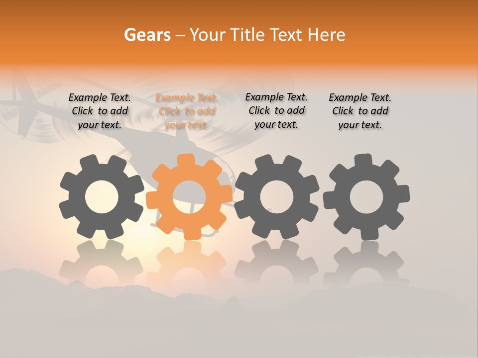 A Helicopter Flying Over A Mountain At Sunset PowerPoint Template