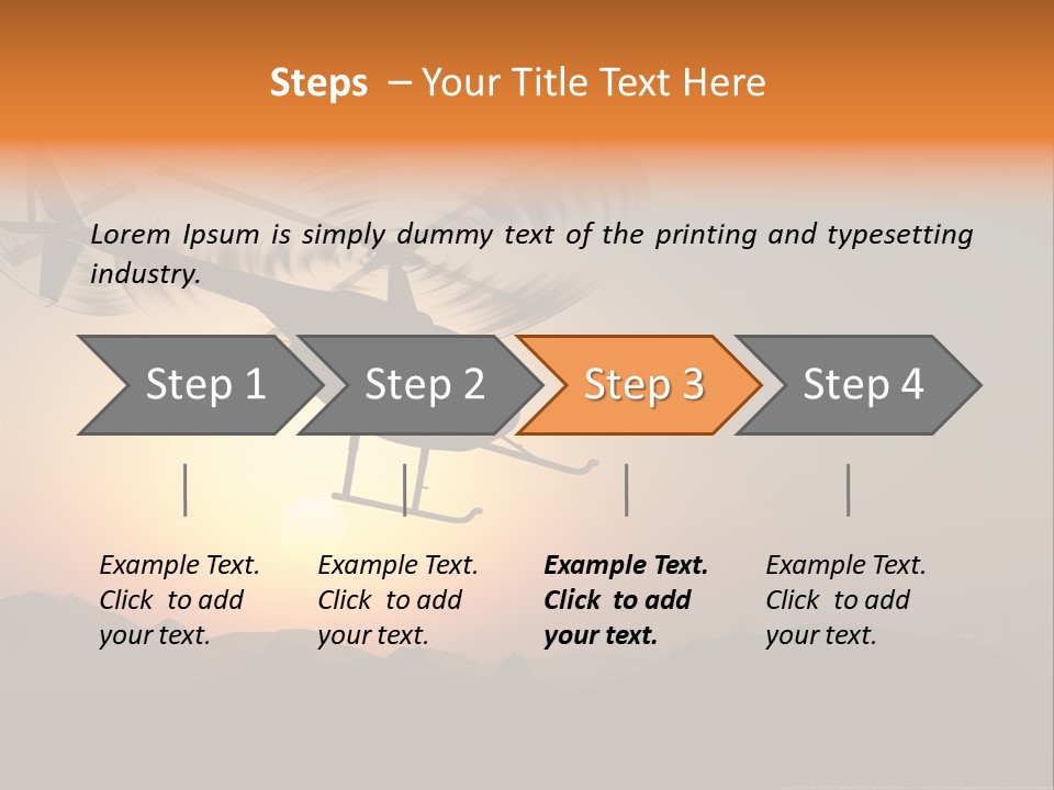 A Helicopter Flying Over A Mountain At Sunset PowerPoint Template
