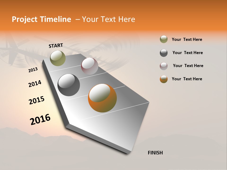 A Helicopter Flying Over A Mountain At Sunset PowerPoint Template