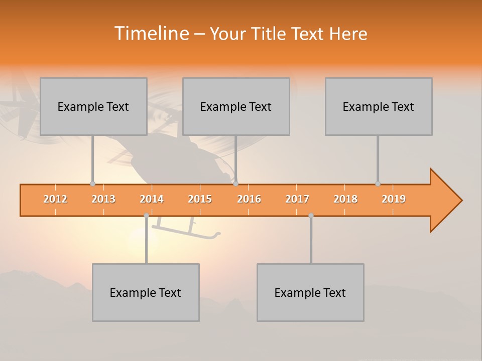 A Helicopter Flying Over A Mountain At Sunset PowerPoint Template