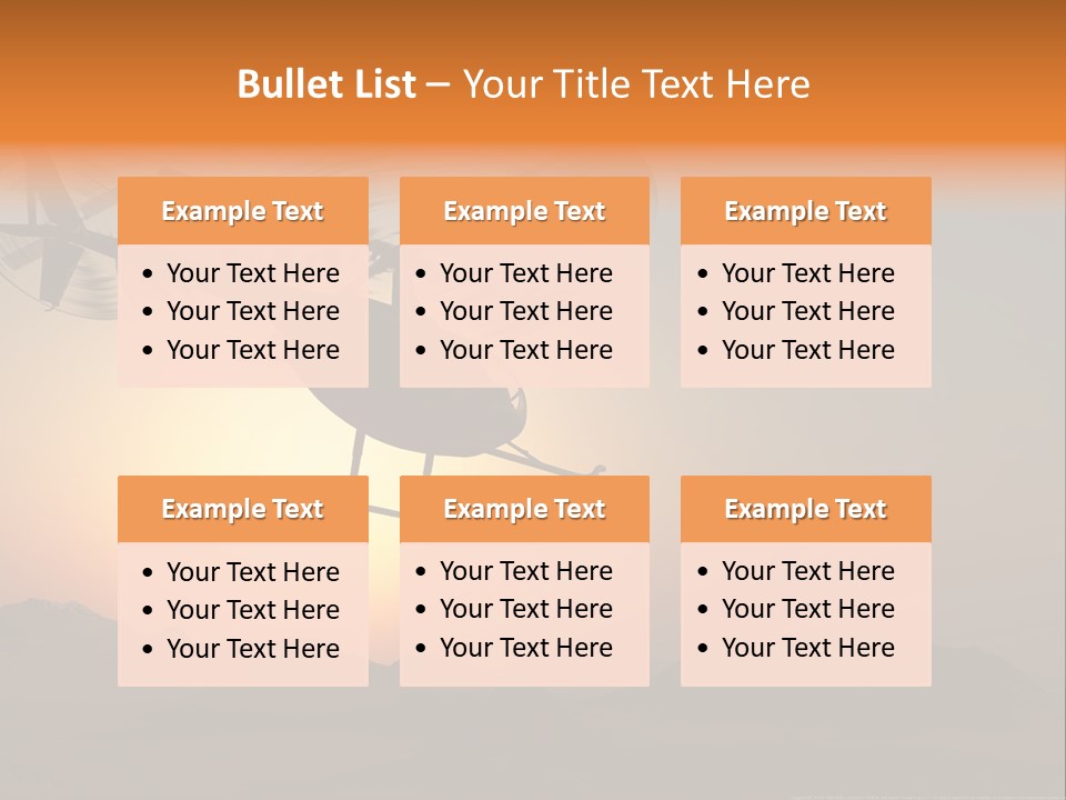 A Helicopter Flying Over A Mountain At Sunset PowerPoint Template