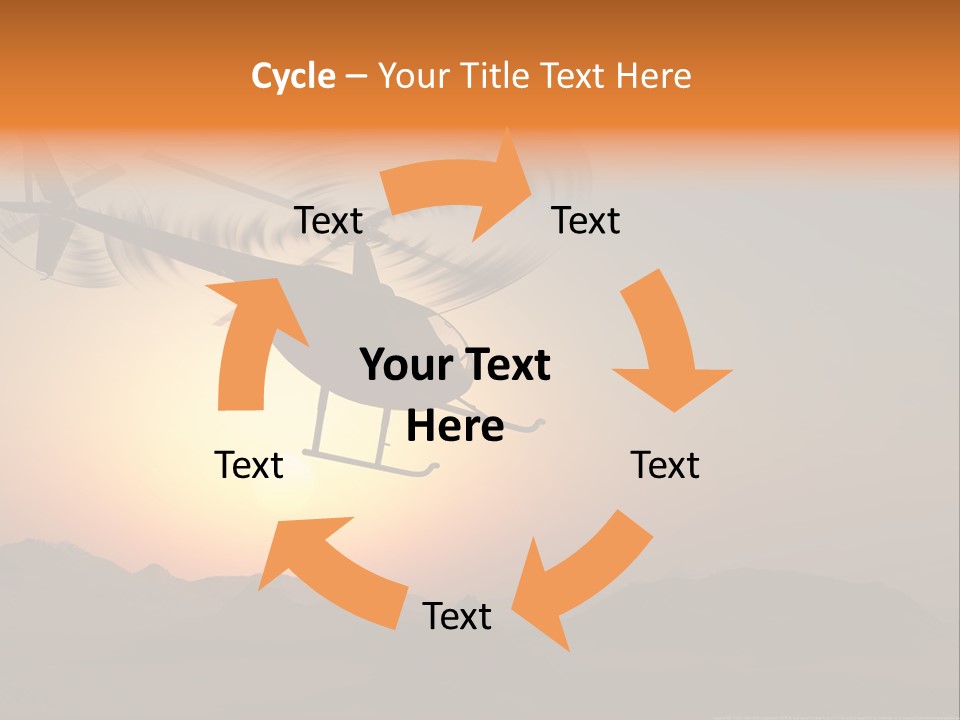 A Helicopter Flying Over A Mountain At Sunset PowerPoint Template