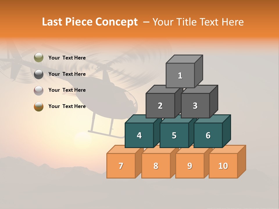 A Helicopter Flying Over A Mountain At Sunset PowerPoint Template