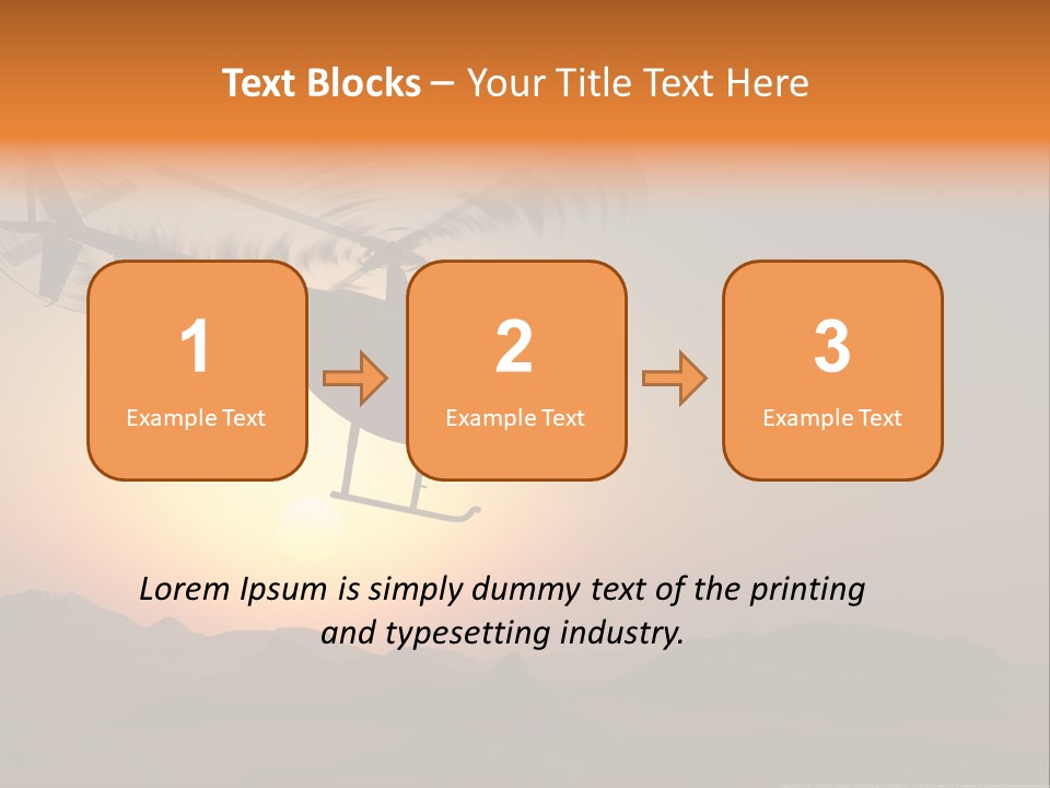 A Helicopter Flying Over A Mountain At Sunset PowerPoint Template