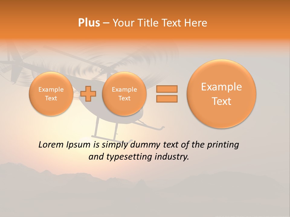A Helicopter Flying Over A Mountain At Sunset PowerPoint Template