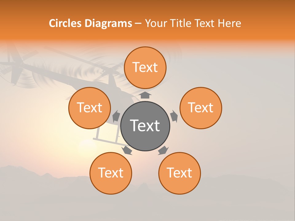 A Helicopter Flying Over A Mountain At Sunset PowerPoint Template