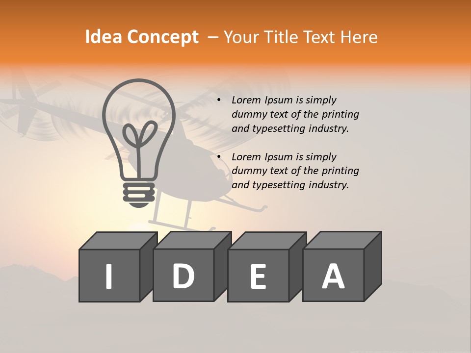 A Helicopter Flying Over A Mountain At Sunset PowerPoint Template