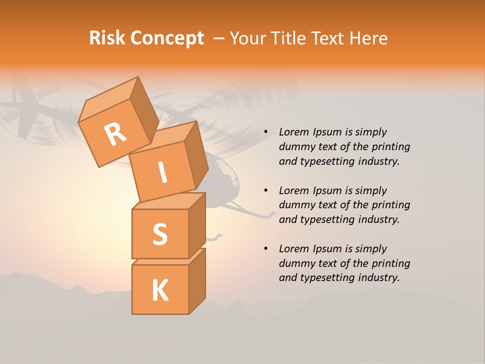 A Helicopter Flying Over A Mountain At Sunset PowerPoint Template