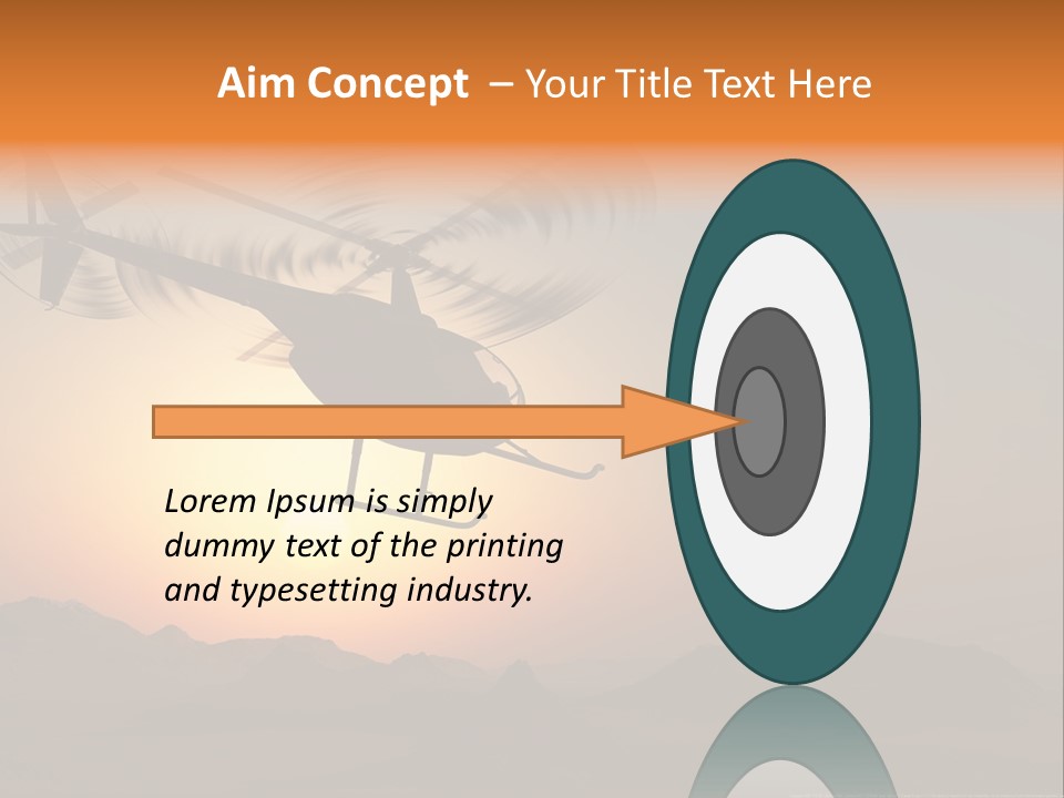 A Helicopter Flying Over A Mountain At Sunset PowerPoint Template