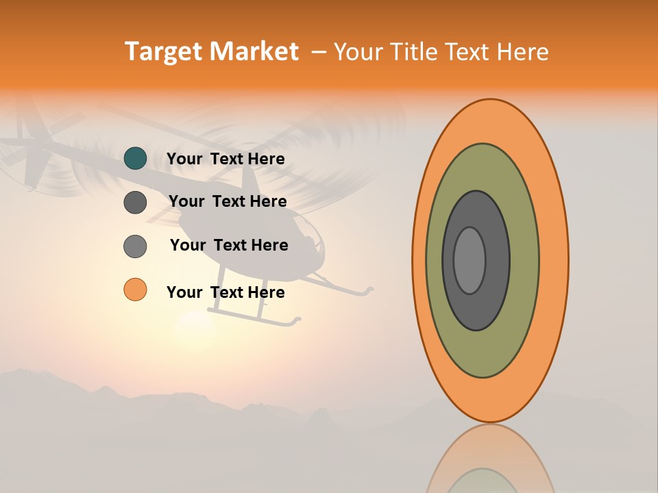 A Helicopter Flying Over A Mountain At Sunset PowerPoint Template