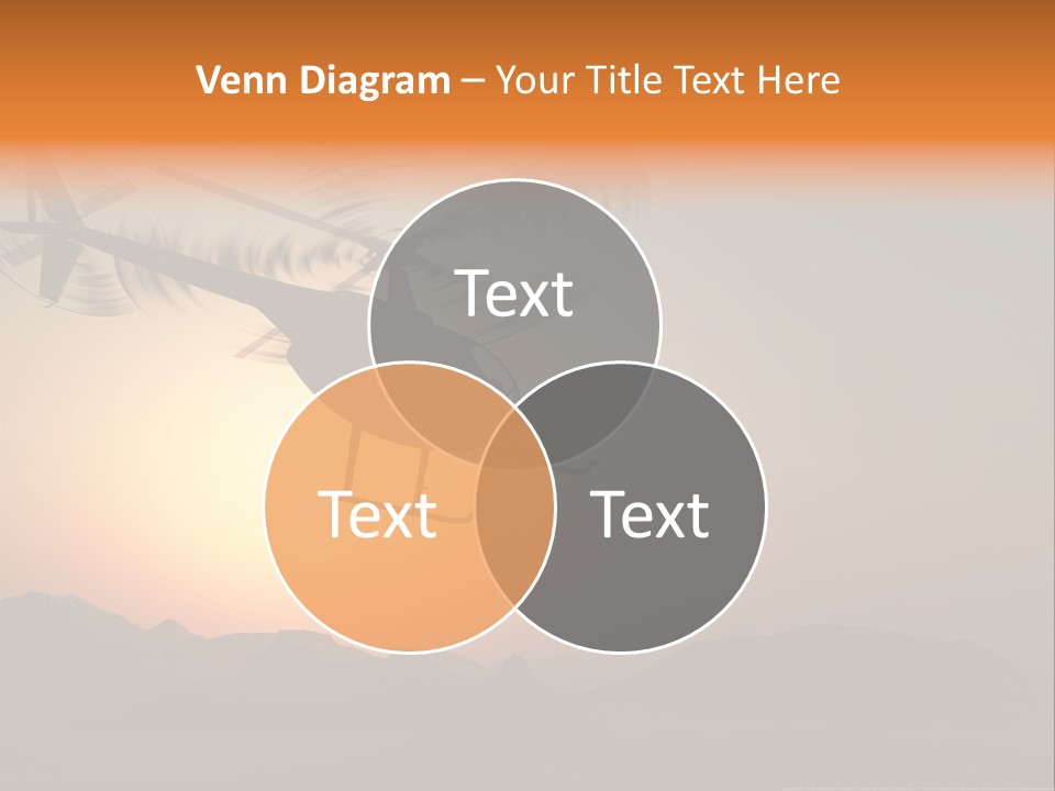 A Helicopter Flying Over A Mountain At Sunset PowerPoint Template
